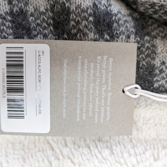 EVERLANE Oversized Cozy Alpaca Wool Blend Gray Checkered Scarf NEW - Picture 4 of 6